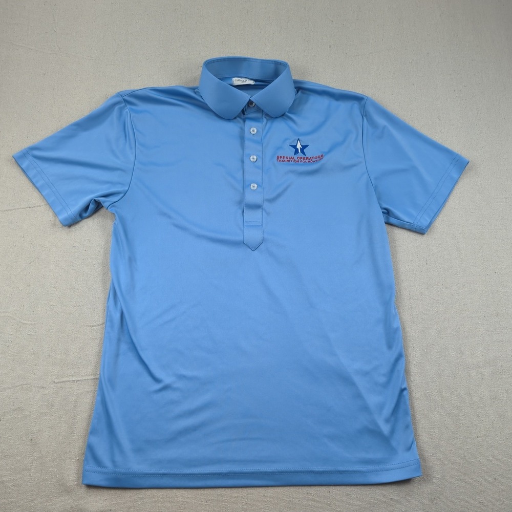 Collars Co Shirt Mens Medium Blue Stretch Polo Golf Preppy‎ Casual Logo